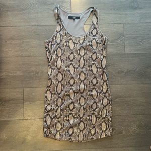 Snake skin pattern sequin jersey dress